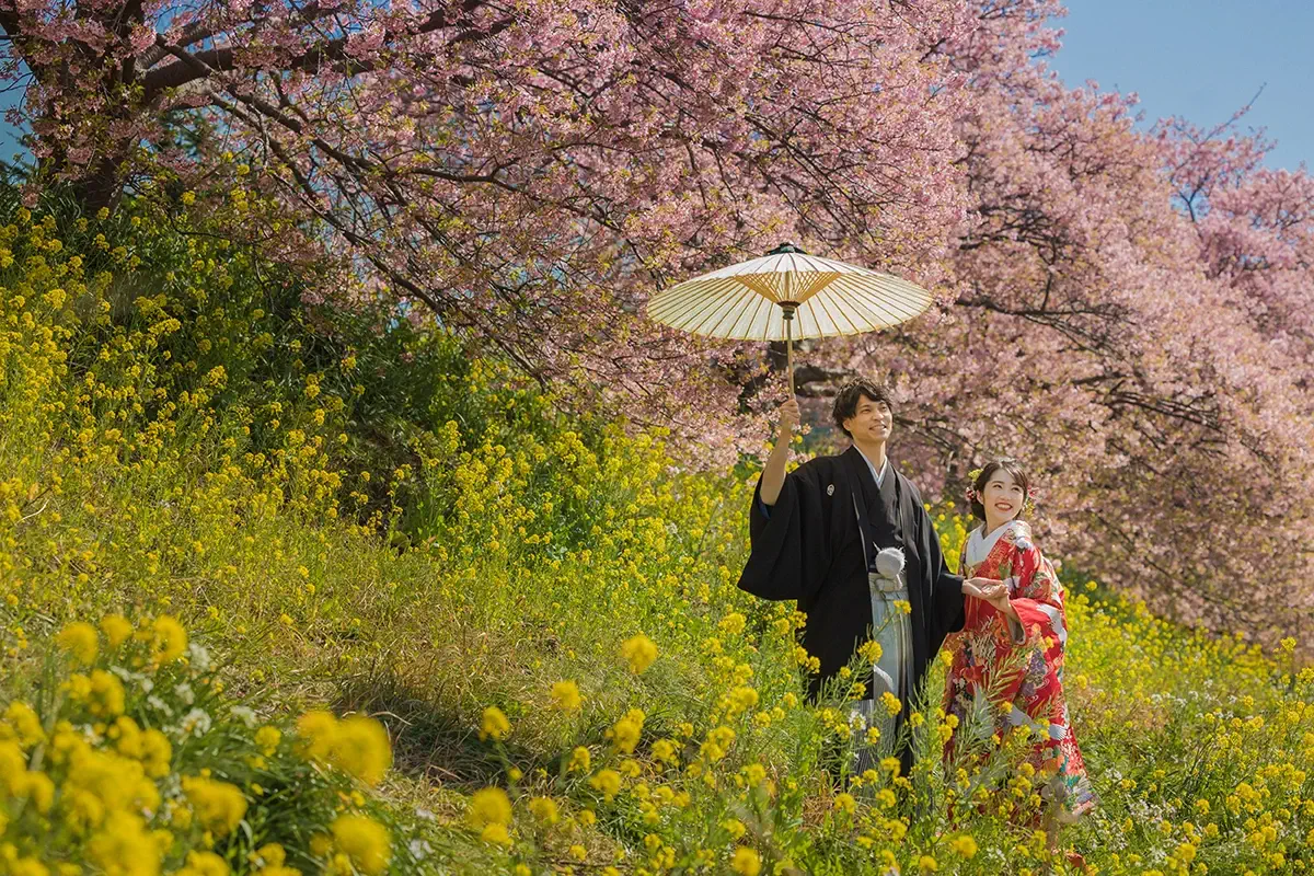 鎌倉・瑞泉寺の山奥で色打掛の和装前撮り、自然に囲まれた静かな婚礼ウェディングフォト