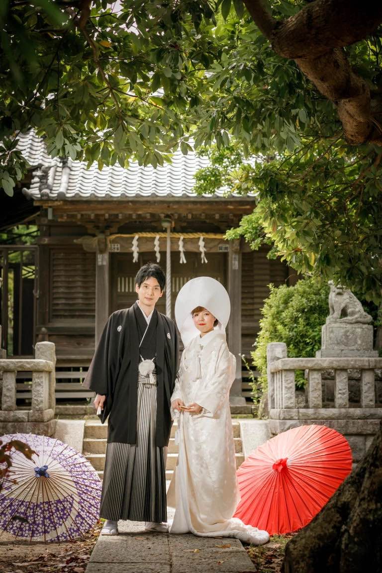 古民家スタジオ　縁側　白無垢