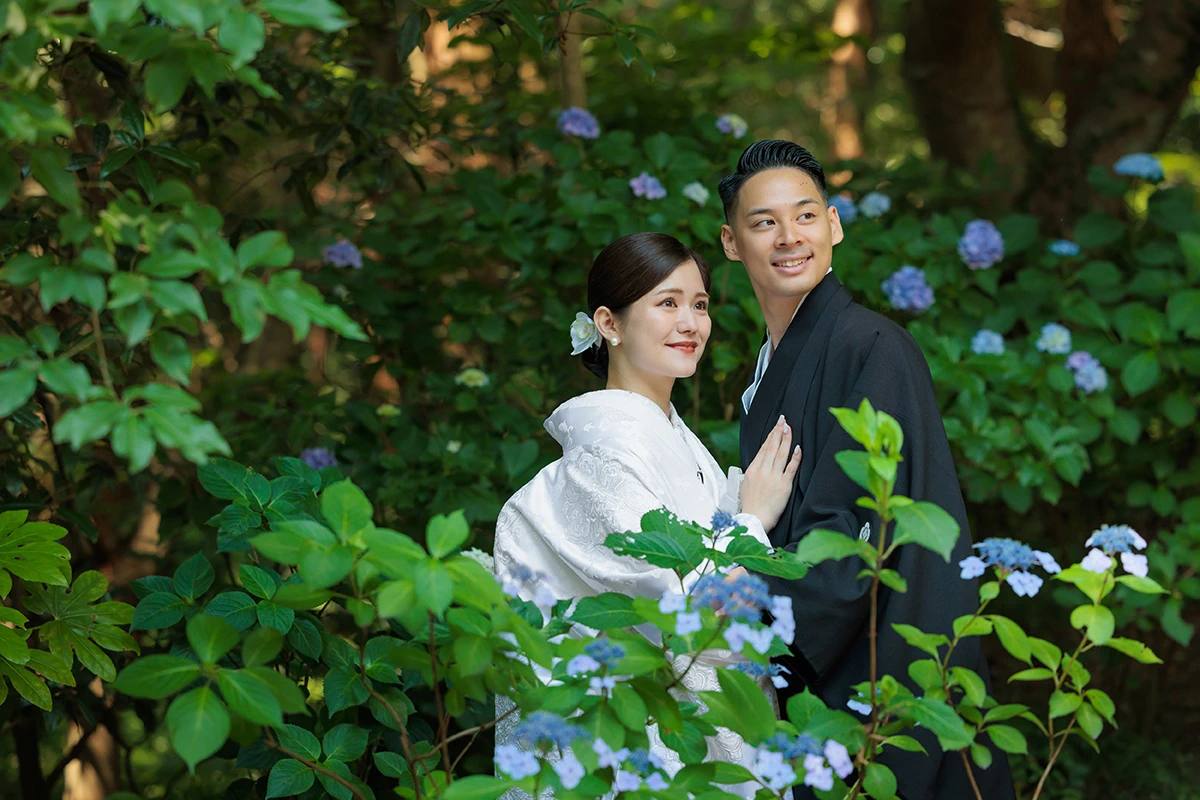 初夏の妙本寺で紫陽花と残す和装前撮り