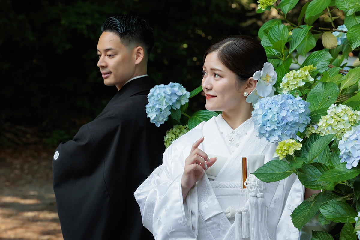 初夏の妙本寺で紫陽花と残す和装前撮り