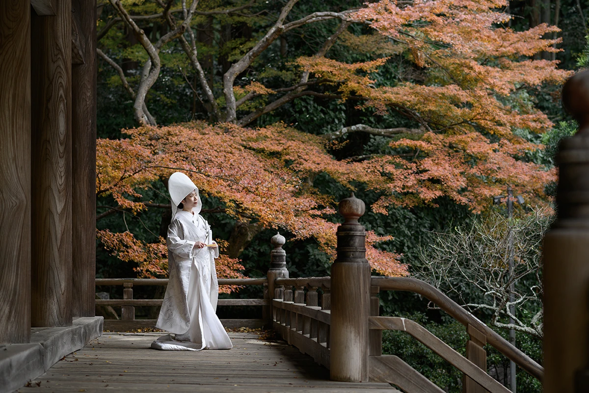 秋の妙本寺で残す白無垢の和装前撮り