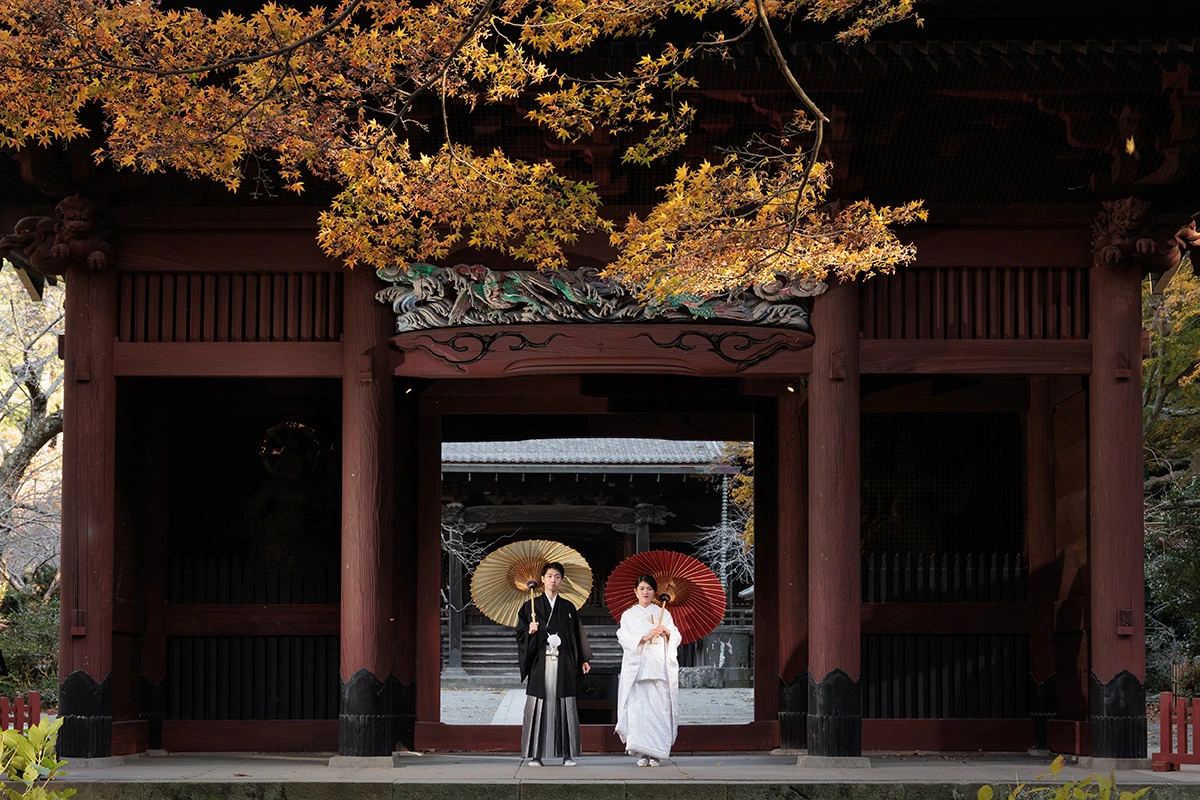 秋の妙本寺で残す白無垢の和装前撮り