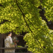 鎌倉・妙本寺で夏に撮影した和装前撮り 鎌倉・妙本寺で白無垢を着用した新婦の和装ソロショット