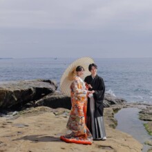 鎌倉・稲村ガ崎 2024.04.07 稲村ガ崎の広がる水平線を前に、永遠を誓うウェディングフォト