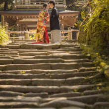 鎌倉・浄智寺 2020.03.26 浄智寺での和装ウェディングフォト。歴史感じる石段が印象的な前撮り写真