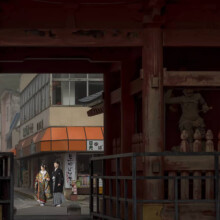 栃木・日光 2020.10.14 日光の街並みを背景に歩く新郎新婦