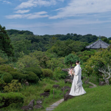 鎌倉・檑亭 2024.07.24 緑が鮮やかな季節に白無垢姿の新婦の和装前撮り