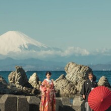 鎌倉・森戸海岸 2020.01.30 海と富士山が広がる森戸海岸で残す、和装ならではの前撮り