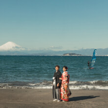 鎌倉・森戸海岸 2020.01.30 富士山を背景に森戸海岸で撮る、格式高い和装前撮り